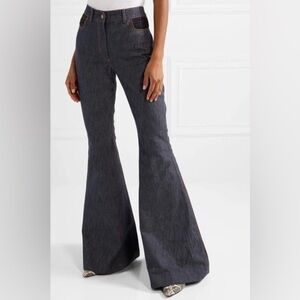 ROSIE ASSOULIN High-Rise Plaid-Pocket Flare-Leg Jeans (J1)